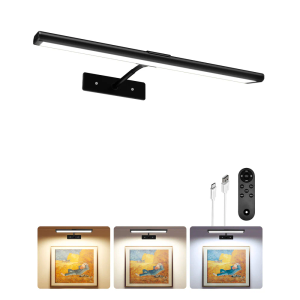 EZVALO Picture Light for Wall, 4800mAh Rechargeable Wireless Lights, 16'' Dimmable with IR Remote Magnetic LED Art Painting Light with 3 Color Temps, Display for Gallery, Living Room, Bedroom