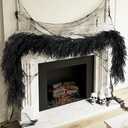 N&T NIETING 5.9FT Black Artificial Norfolk Pine Garland Real Touch Christmas Garlands Faux Garland for Table Mantle Holiday Fireplace Indoor Outdoor Christmas Halloween Decorations