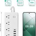 Bluetooth Portable Speakers Extension Cord 5FT, Surge Protector Power Strip with 8 Widely Outlets 4 USB Ports, Flat Plug, Wall Mount Outlet Extender, Multiple Outlets for Indoor Home