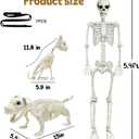 5.4Ft Posable Halloween Skeleton with Dog Cat Skeleton for Halloween Decor, 65IN
