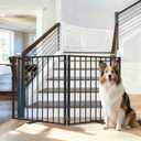 52" Extra Wide Dog Gate Indoor, Heavy Duty Metal Freestanding Dog Gate-Auto Close, Foldable Pet Fence Anti-Topple Stability Feet for Stairs, Doorways,House,Porch,Deck,Yard(2 Panels,Black)