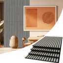 AKUMAX Wood Slat Acoustic Wall Panels, 4 Pack 24 x 48 in Each, 31 Sq Ft, NRC 0.80 Sound Absorbing 3D Slat Wall Paneling with Real Wood Veneer, E0 MDF and PET Felt, Gray Oak