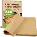 CAREGY 240Pcs Unbleached Parchment Paper Sheets, 12 x 16 Inch,Precut Non-Stick Parchment Paper for Baking,Cooking, Grilling, Air Fryer and Steaming,Fit for Half Sheet Pans