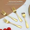 Evanda Gold Dessert Forks Set of 12 Pack 5.62", Golden Titanium Plating Pastry Fork, Appetizer Fork for Fruit, Cake, Cheese, Party Trips, Cafes, Restaurants, Easy To Clean, Dishwasher Safe