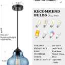 ELYONA 2 Pack Bubble Glass Pendant Lights 8 inch Modern Blue Hand Blown Globe Glass Pendant Lighting Hanging Light fixtures for Kitchen Island Dining Room Bar Bedroom Living Room