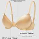 Deyllo Women's Push Up Bra Deep V Underwire Bra Full Coverage Lightly Padded Bras (32C, Nude)