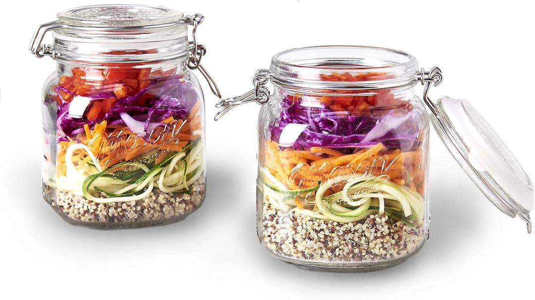 Mason Craft & More Clear Glass Clamp Jars, 1 Liter, 2 PK