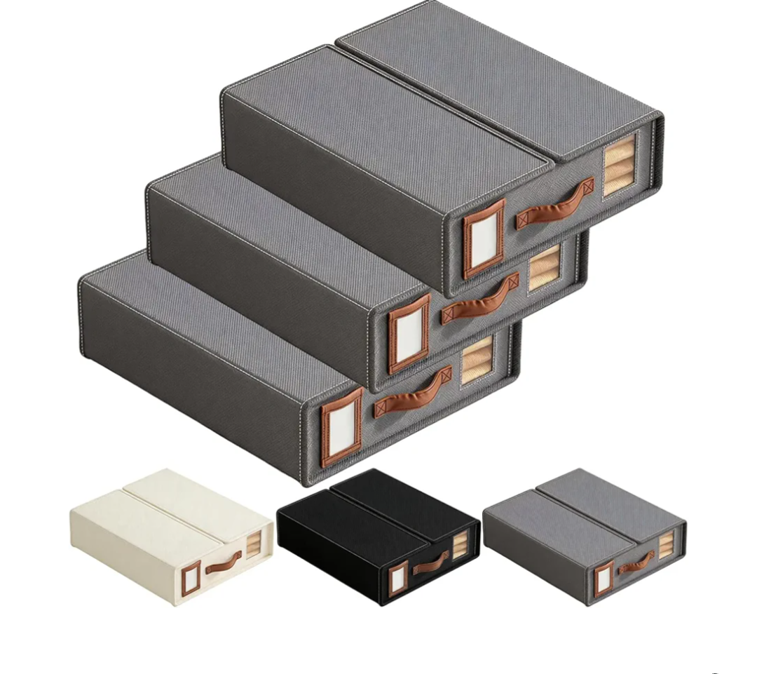 Foldable Sheet Set Organizer, Sheet Storage Organizer with Window & Label, Bed Sheet Closet Storage Container for Sheets, Duvet Covers, Blankets, Space-Saving Bedding Organizers (3pcs-B)