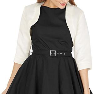 BlackButterfly Satin Bolero Shrug - Half Sleeve (Ivory, X-Large)