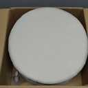 Mxfurhawa Storage Ottoman Linen Round Vanity Stool Tray Top Modern Foot Stool with Wood Legs Multifunctional Upholstered Foot Ottoman Rest for Living Room, Bathroom, Makeup (Beige)