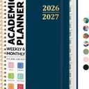 Academic Planner 2026-2027, Weekly and Monthly Calendar Planner Book, July 2026 – June 2027, Hardcover Organizer with Tabs, Perfect for Teachers, Students, Women & Men, A5 (6.4" x 8.5") - Navy