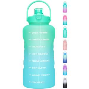 HydroPal 1 Gallon Water Bottles with Straw, 128 oz Water Bottle BPA Free Innovative 2-IN-1 Lid Gym Bottle with Times to Drink Motivational, Large for Sports Fitness Camping Water Jug （13.8X5.5 inch）