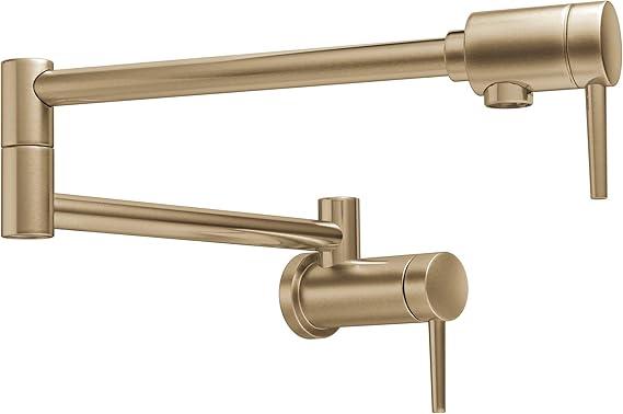 Delta Brushed Gold Modern Pot Filler Kitchen Faucet, Wall Mount Kitchen Faucet, Champagne Bronze 1165LF-CZ