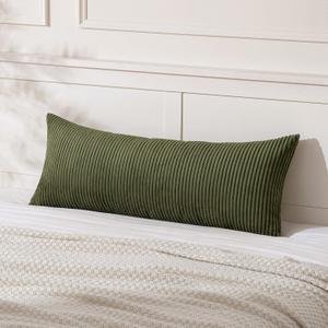 MIULEE Decorative Long Body Lumbar Throw Pillow Cover 14x36 Inch for Bed Couch Bedroom Bench, Soft Corduroy Rectangle Olive Green Pillow Case for Bedroom Living Room Couch (Cover ONLY, Pack of 1)