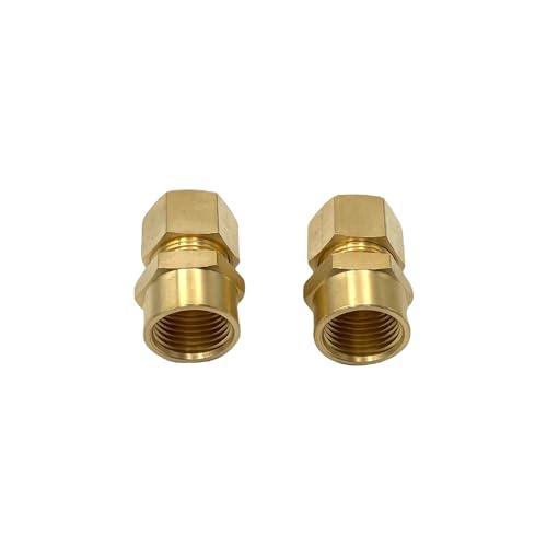 2 Pcs 1/2" FNPT x 5/8" Tube OD Brass Pipe Fitting Adapters, 5/8 Inch OD to 1/2 Inch Female NPT Compression Fitting for Oil, Gas, and Non-potable Waters