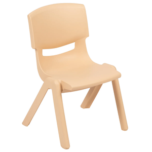Flash Furniture Emmy 6 Pack Plastic Stackable School Chairs with 10.5" Seat Height, Natural