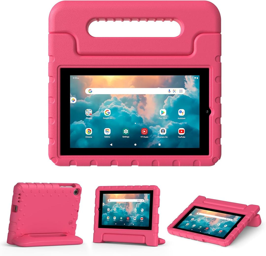 for Walmart Onn 7 inch Tablet Case Gen 3 2022(Model:100071481), Light Weight Shockproof Durable Kids Cases with Convertible Handle Stand for Boys Girls, Rose