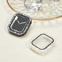 2-Pack 2-in-1 Waterproof Bling Case for Apple Watch 40mm Series 6 SE 5 4 with Tempered Glass Screen Protector, Crystal Diamonds Rhinestone Overall Durable Cover Front & Back Bumper for iWatch 40mm (Black/Clear)