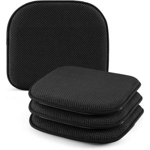 SWEMSTAR Chair Cushions - 15"*17" Kitchen Dining Chair Pads Foam Seat Cushion for Chairs Barstool Cushions Non Slip Seat Pad Set of 4 - Black