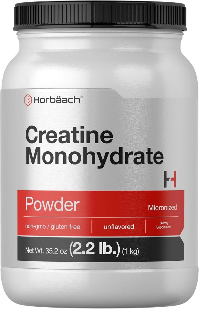 Horbach Creatine Monohydrate Powder | 2.2lbs (35.2 oz) | Micronized and Unflavored | Vegetarian, Non-GMO, and Gluten Free Supplement (200 Servings (Pack of 1))