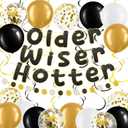TaoBary 27 Pcs Birthday Party Decoration Pre Strung Older Wiser Hotter Glitter Banner Hanging Garland Balloon for Man Women 30th 40th 50th 60th 70th 80th Birthday Party Sign(Rose Gold/Gold/Milky)