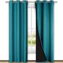 NICETOWN Peacock Teal Blackout Curtains 84 inches Long, Full Light Blocking Drapes with Black Liner for Nursery, Thermal Insulated Draperies for Hall, Villa (2 Pieces, 42" Wide Each Panel)