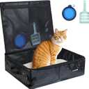 Luxtude Collapsible Travel Litter Box for Cats, Waterproof & Smell-Proof Portable Cat Litter Box with Lid, Sturdy Shape and Hard Bottom for Car, Hotel, and Outdoor Use, Large