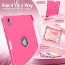 INFILAND Kids Case for iPad A16 11 Inch 2025 (11th Gen), iPad 10th Generation (10.9 Inch 2022), Durable Shockproof Stand Protective Cover with Pencil Holder/Handle (Magenta-Pink)