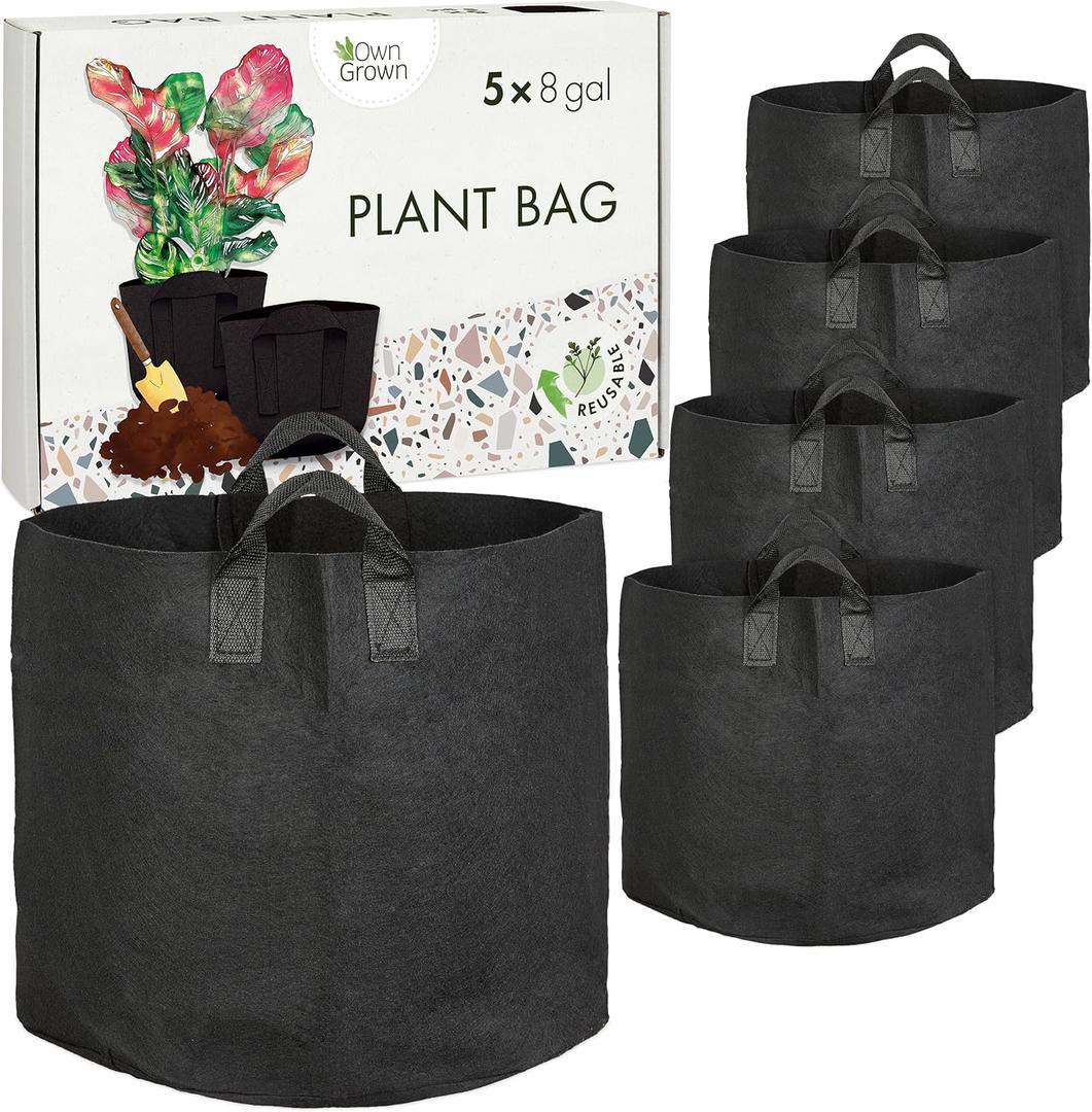OwnGrown Plant Growing Bags : 5x8 Gallon Plant Grow Bags for Balcony or Garden Plants  Potato Grow Bags  Water-Permeable Garden Planters  Vegetable Planters for Outdoor Plants Outdoor Planter