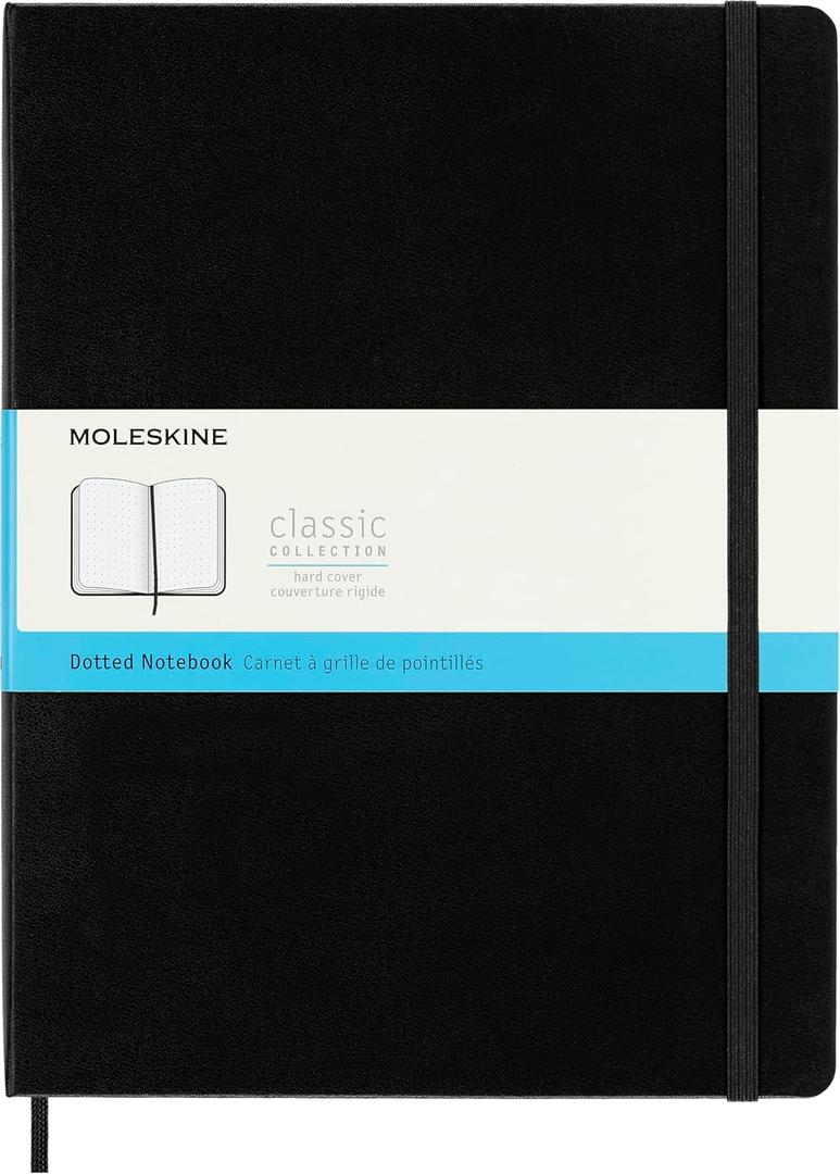 Moleskine Classic Collection Hard Cover Notebook, 1-Subject, Dotted Rule, Black Cover, (80) 10 x 7.5 Sheets (XL)