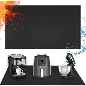 Extra Large Heat Resistant Mat for Countertop, 24 x 48in Fireproof Silicone Mats for Kitchen Counter, Easy to Clean Countertop Protector Mat for Air Fryer, Coffee Maker, Toaster, Oven, Black