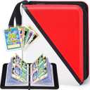 Card Binder  4 Pocket Zipper Collection Album, Premium PU Holder, Double-Sided Display for 400 Cards, Includes 5 Hard Plastic Sleeves for Game Cards, Sports Cards