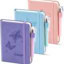 Small Notebook College Ruled, 3 Pack (3 color) 3.7x5.7 in Pocket Notebook A6 Butterfly Journaling Notebooks Mini Hardcover Lined Note Pads with Pens for Work Business Travel and Office Supplies