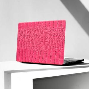KEROM Compatible for Crocodile MacBook Pro 13 Inch Case 2025-2016 M2 M1 A2338 A2289 A2251 A2159 A1989 A1706 A1708, Textured Aligator Skin Snakeskin PU Leather Hardshell & Keyboard Cover, Pink
