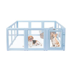 Clear Acrylic Dog Playpen,Transparent DIY Dog Pen,Easy Assembly and Disassembly,Indoor and Outdoor Use,Simple Cleansing Fence (Sky Blue, 60CM, 10 Panel)