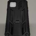 FNTCASE for iPhone 12 Phone Case: for iPhone 12 Pro Phone Case Military Grade Drop Proof Rugged Protective Cover with Kickstand | Matte Textured Shockproof TPU Hybrid Bumper Cases 6.1 inch - Black