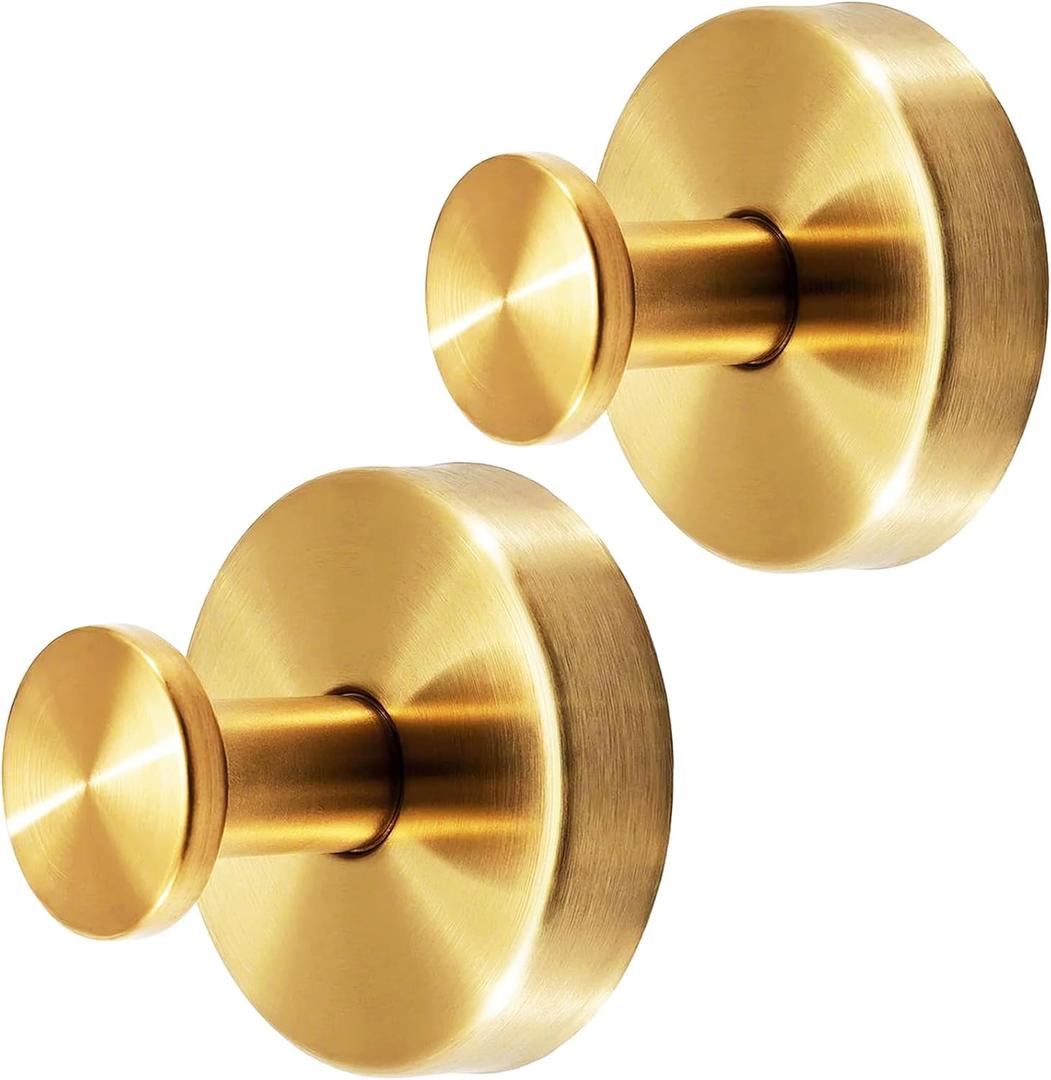 Heavy-Duty Suction Cup Hooks for Shower, Bathroom, Glass, Smooth Tile  Waterproof, Rustproof, Removable, Strong Hold, No-Drill Hooks for Towels, Loofah, Robes (Gold, 2-Pack)