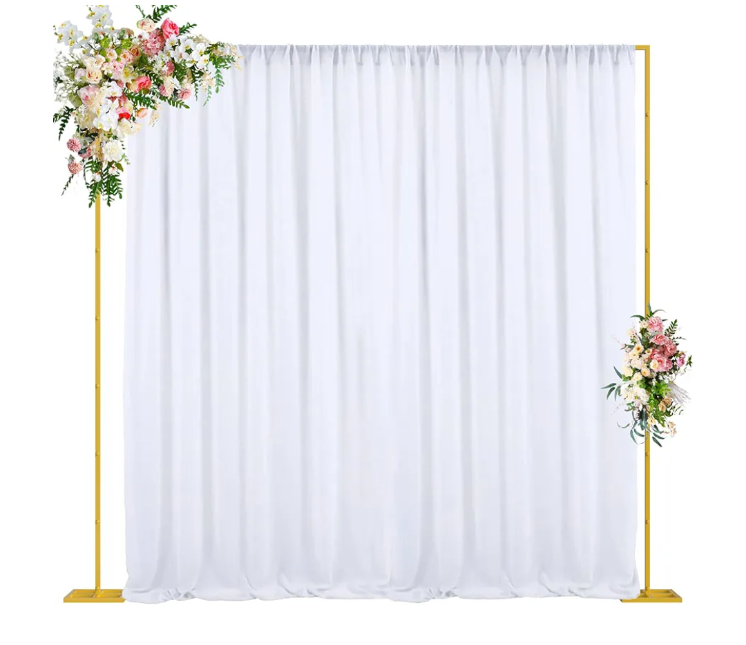 Wokceer 10x10 FT Backdrop Stand Heavy Duty Pipe and Drape Kit, Adjustable Gold Backdrop Stand for Wedding Birthday Party Photography Photo Booth Background Christmas Decoration