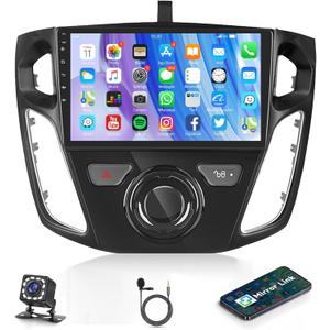Android Car Stereo for Ford Focus 2012 2013 2014 2015 2016 2017 2018 with Bluetooth GPS Navigation, Rimoody 9 Inch Touch Screen Car Radio with FM WiFi Mirror Link + Backup Camera