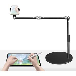 HIBORI Heavy Duty Overhead Phone Mount for Desk, 17 in Long Arm iPhone Holder, 360° Swivel Stand for Video Recording, Filming, Live Streaming, Cooking, Painting, Crafting