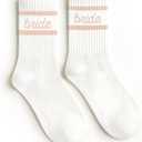 Xo, Fetti Bride Socks, White + Tan | Bride To Be Gift, Bachelorette Party Favor, Bach Party Decorations, Wedding Day Sandals, Bridesmaid Gift, Bridal Shower Party Favor (1 Pair)