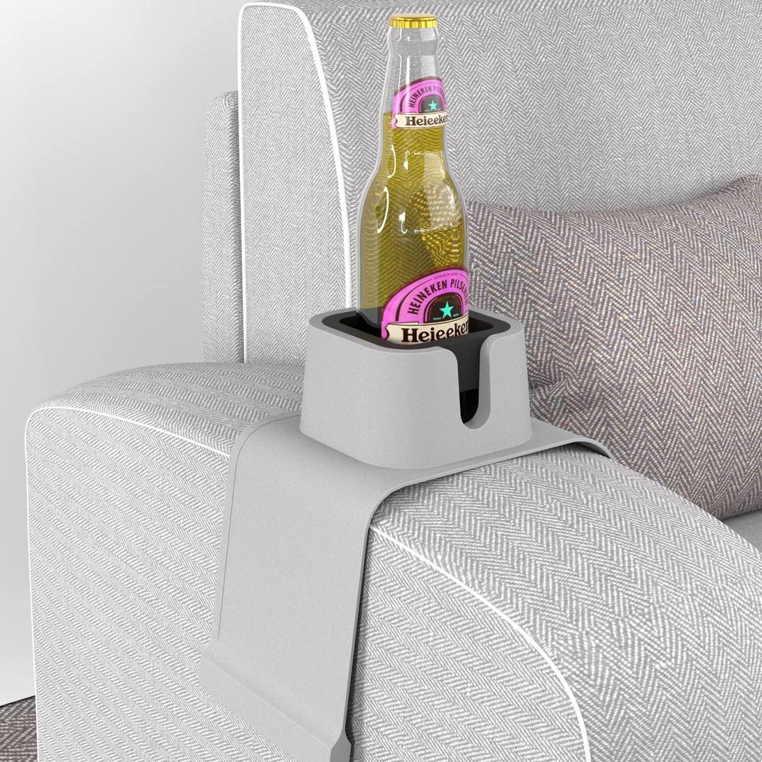 vodvob Couch Cup Holder,Anti-Spill Sofa Cup Holder Silicone Coaster,Suitable for Sofa Recliner Armchairs,Gray