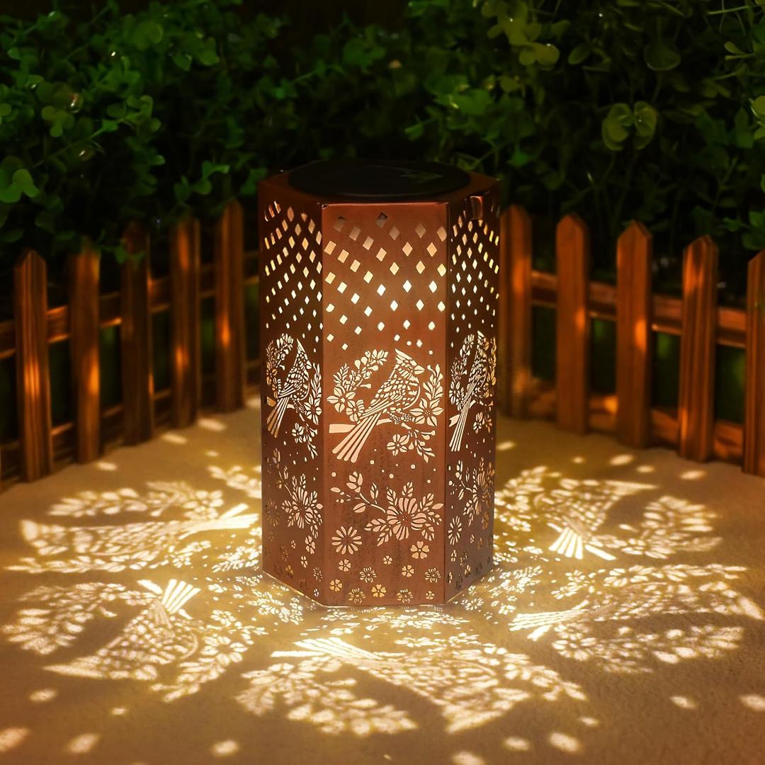 Mothers Day Gifts for Mom Grandma - Birthday Gifts for Women, Cardinal Bird Solar Lanterns Outdoor Waterproof - Solar Lights Outdoor Hanging Garden Decor for Outside