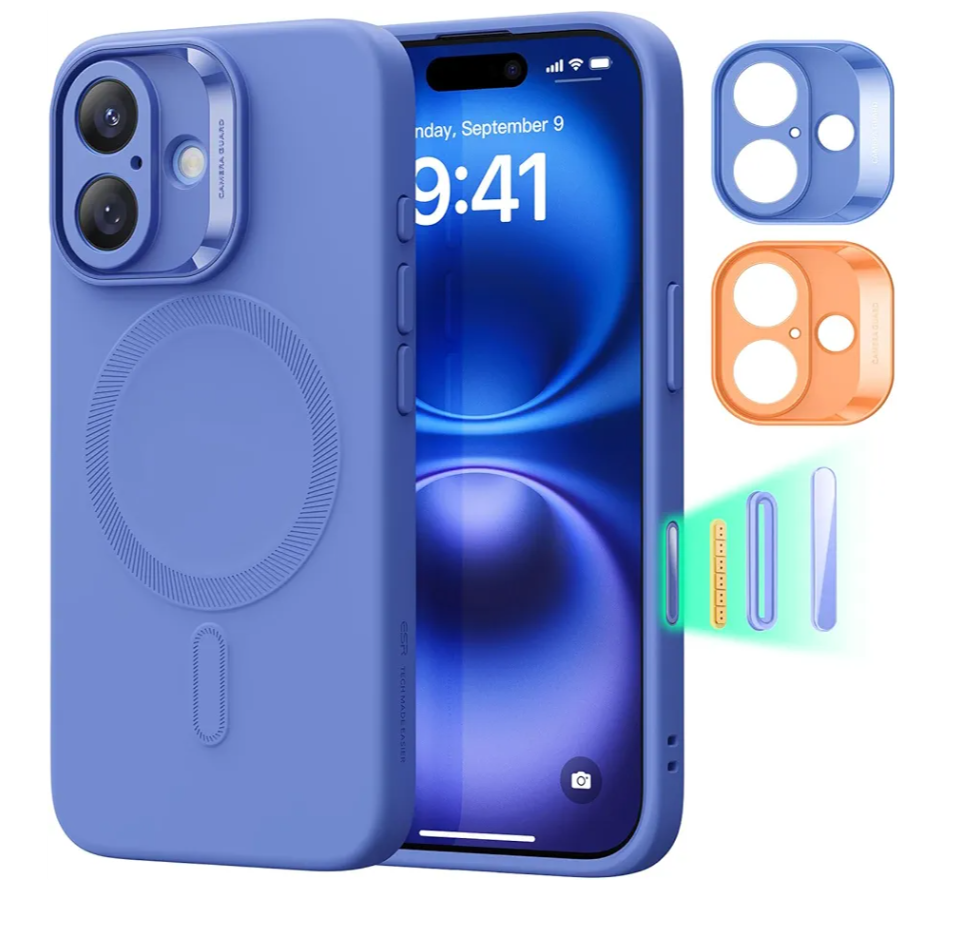 ESR for iPhone16 Case with MagSafe, Supports Magnetic Charging, Smooth & Slim Silicone Case, Shockproof, Full Screen and Camera Protection, Soft Microfiber Lining,Ultramarine