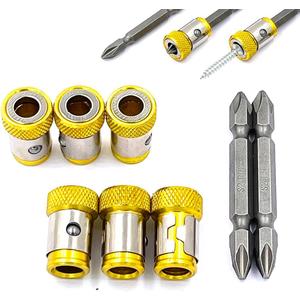 6 Pieces Magnetic Screw Ring With 2 Pieces Ph2 Screwdriver Bit Set,Magnetizer Screw Removable For 1/4 Inch/6.35mm Hex Screwdriver and Power Bits (YELLOW)
