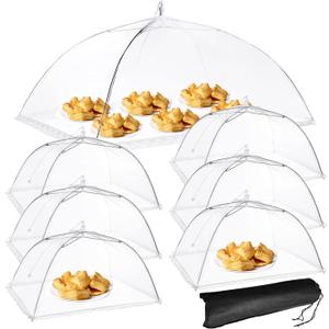 Mesh Food Cover, SPANLA 7 Pack Food Covers for Outside 1 Extra Large (41"X27") & 6 Standard (17"X17") Mesh Food Covers for Outdoors, Food Nets, Food Tents Outdoor, Reusable and Collapsible