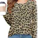 Arshiner Girls Pleated Long Sleeve Shirts Crewneck Casual Fashion Tops Blouse Tee (10-11 Years, Leopard)