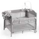 Rinnebbit Baby Bassinets Bedside Sleeper, 4 in 1 Portable Bedside Crib w/Mattress, Diaper Changer, Storage Basket, Music Box, Carry Bag, Foldable Playard Sleeper for Newborn (Light Gray)