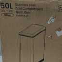 Home Zone Living 13 Gallon Slim Kitchen Trash Can with Dual Compartments for Trash and Recycling, Soft Close Lid, Step Pedal, Stainless Steel, Silver