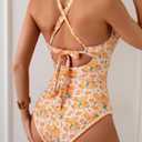 B2prity One Piece Swimsuit for Women Tummy Control Ruched Bathing Suit Push Up Tie Back Swimwear Shell Stitched (M)